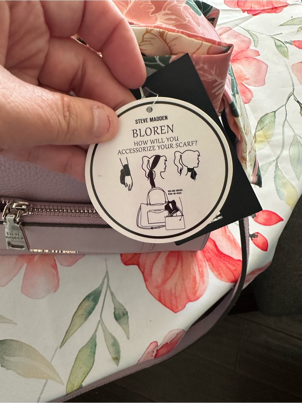 Steve Madden Lilac/Pastel Purple Crossbody Bag with Scarf Accent - Picture 3 of 6